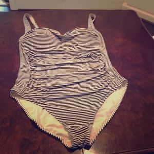 Striped one piece bathing suit